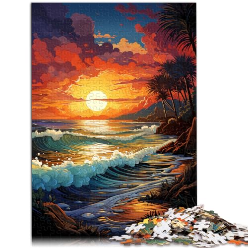 Puzzles für farbenfrohe und Fantastische Sonnenuntergangsstrand-Puzzles, 1000-teiliges anspruchsvolles, unterhaltsames Familienspiel, 1000 Teile (50 x 75 cm)