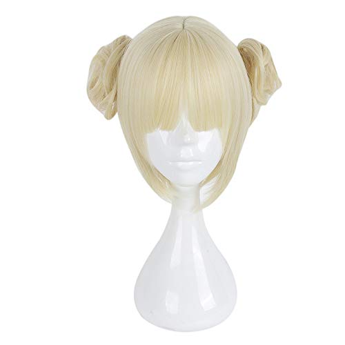 LINLINCD-Anime Coer Wig. Mein BOKU Keine Hero-Akademie Akademia Himiko-Toga-Schwanz des Pferdes beständig gegen die Wärme Kurze Blonde Licht Cosplay Perücke