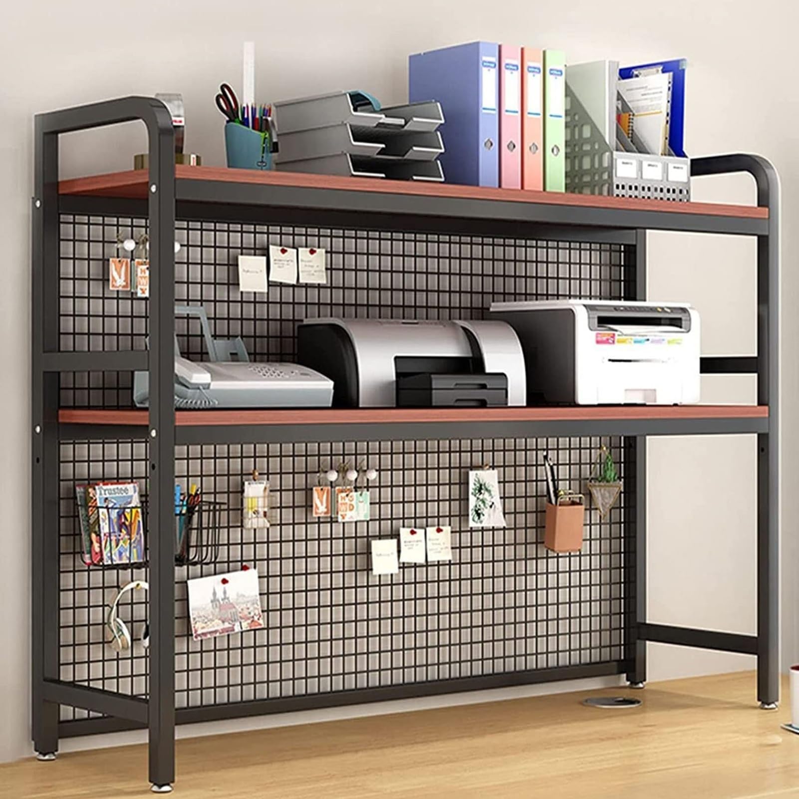 Erweiterbarer Desktop-Speicher-Organizer - Schmiedeeisernes Desktop-Bücherregal/Bücherschrank, Verstellbares Bücherregal-Ausstellungsregal, Gitter-Schreibtisch-Aufbewahrungsregal, Wohnzimmer-Metall-