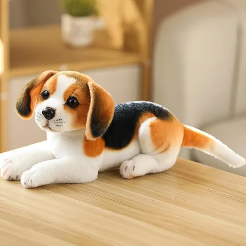 tYuNBd Niedliche pelzige Hund Plüschtier Plüsch Lebensechte Hundepuppe Kinder Schönes Geschenk Home Auto Dekoration Geburtstag 32cm 2