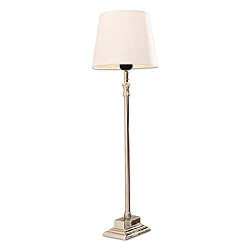 LOBERON® Tischlampe Mayfair, Baumwolle, Aluminium, H/Ø ca. 69/21 cm, weiß/silber