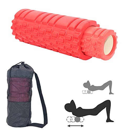 Rückenrolle Faszienroller Schaumstoffrolle für tiefe Gewebemuskelmassage Massage Roller Stick Trigger Point Foam Roller Rückenmassagegerät red,33cm