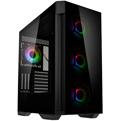 KOLINK Observatory Z ARGB E-ATX Midi-Tower Computer Gehäuse, 4 Vorinstallierte ARGB-Lüfter, Gehäuse PC für AIO-Kühlung, PC Gehäuse RGB, Pc Gehäuse Glas (Z Schwarz)