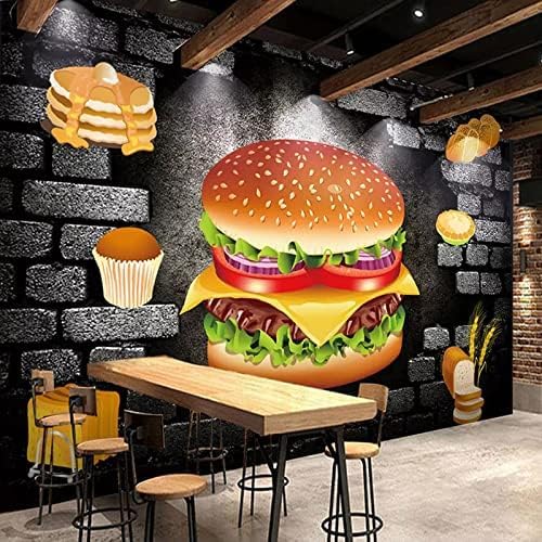 XLMING Burger Bäckerei Fast Food Restaurant Restaurantdekoration 3D Tapete Home Dekoration Wohnzimmer Sofa Schlafzimmer Tv Hintergrund Wand-430cm×300cm