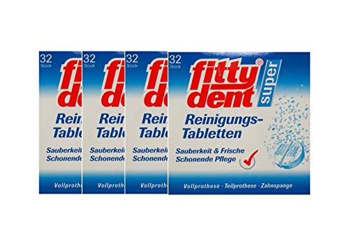 fittydent super Reinigungstabletten, Sauberkeit und Frische, Schonende Pflege, Für Vollprothesen, Teilprothesen und Zahnspangen, 32 Stück