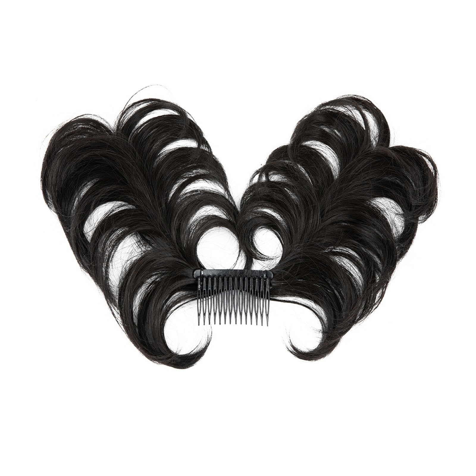 Haarteil Synthetisches, unordentliches Dutt-Haarteil, seitlicher Kamm, Clip-in-Haarknoten, natürlich, gerade, vielseitig, verstellbare Stile, Haarteil for Frauen Haarverlängerung(Off Black)