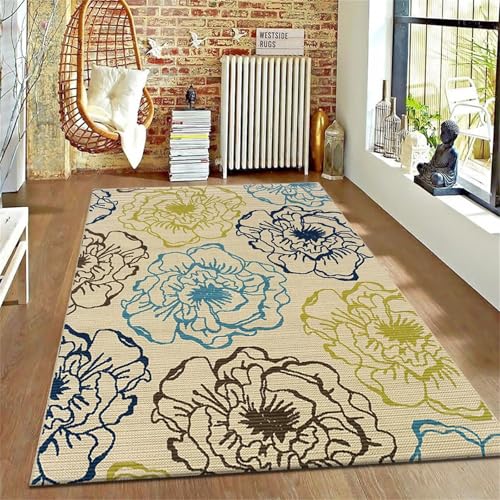 AU-SHTANG hochfloor teppiche Blaue Teppiche, Krabbelmatten, antistatische Couchtische, bequeme Teppichewohnungs deko,Blau,50x80cm