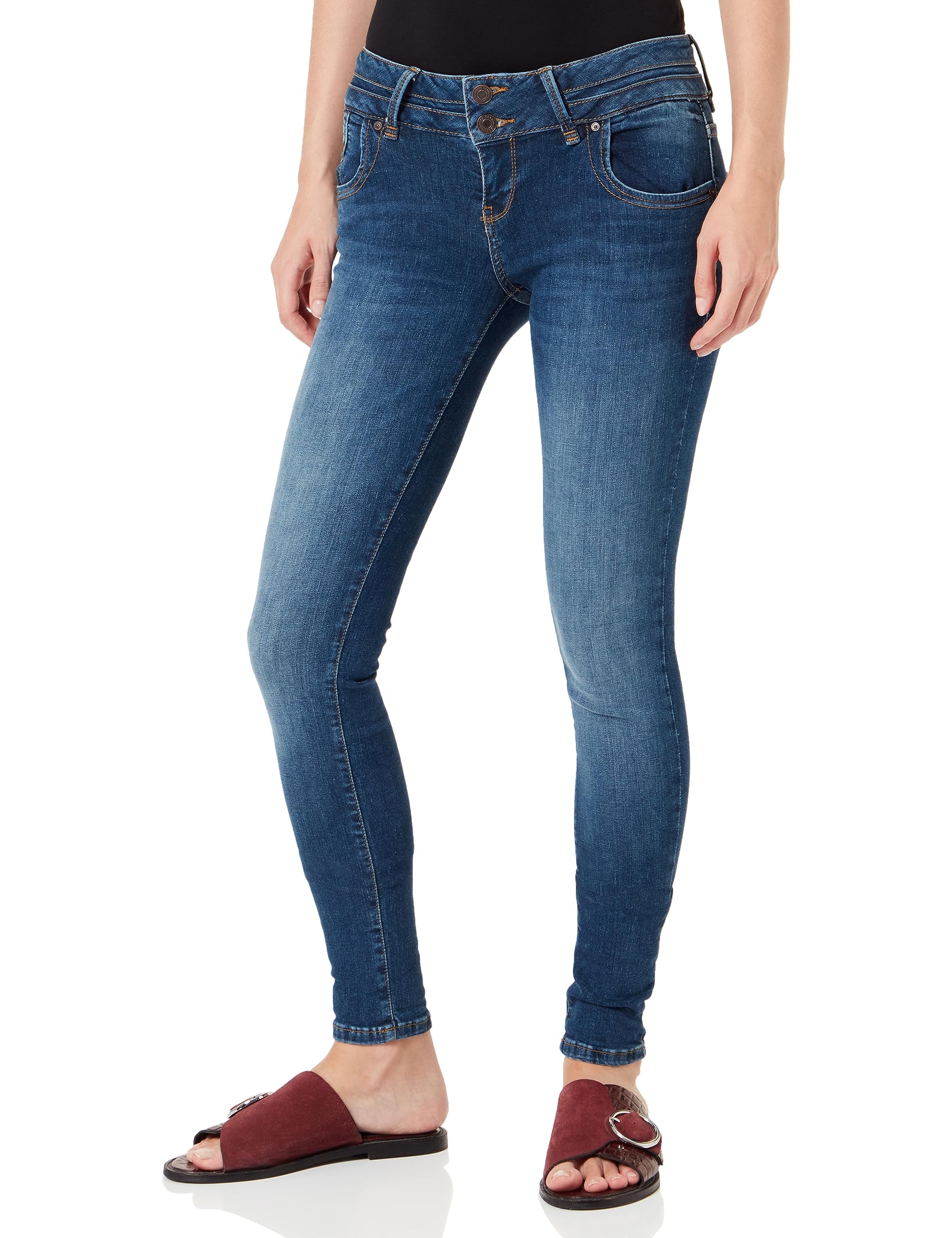 LTB Jeans Damen Jeans Julita X - Jeans Damen Skinny aus Baumwollmischung Skinny Denim Dunkel mit Reißverschluss Niedrige Taille - Blau