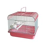 Kleiner tragbarer Vogelkäfig Reisebox, for Vögel und Kleintiere Vogeltransportbox mit Sitzstange und Futternäpfen Tragbarer Vogelreisekäfig Leichtes, atmungsaktives Heimtierzubehör(Pink)