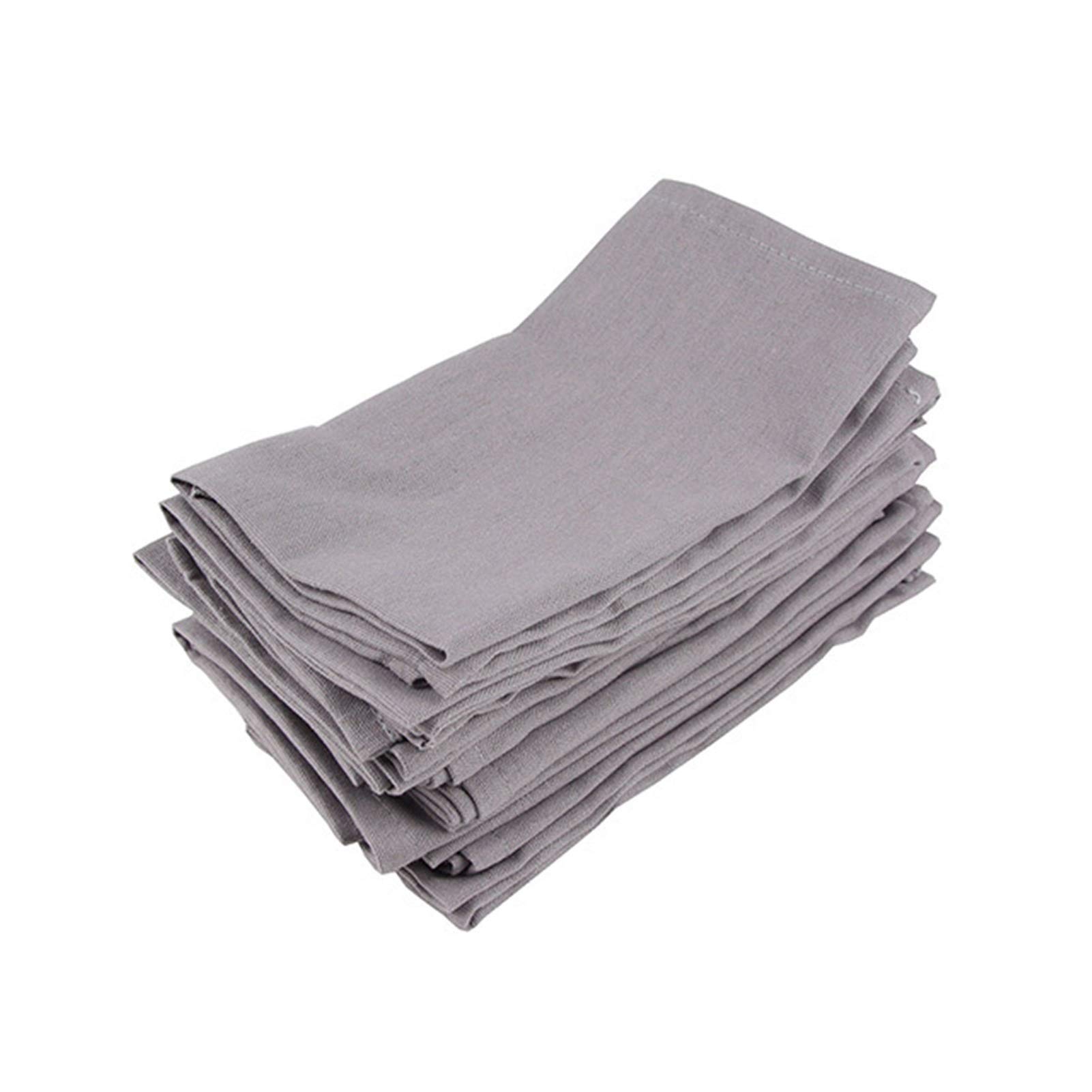 Wiederverwendbare Stoffservietten, Set von 12 Stück Tuch Servietten 40x40cm Baumwolle Leinen Servietten Tischsat Weiche Esstisch Servietten Matte Kinder Tisch Serviette Stoff(12 CJ006 4040Gray)