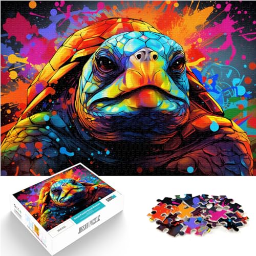 Puzzle-Geschenk, Farbschildkröte, Puzzle 1000 Teile für Erwachsene, Holzpuzzle, Spaß für Aktivitäten zu Hause, Geburtstagsgeschenk, Reisegeschenke, 1000 Stück (50 x 75 cm)