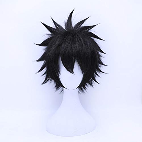 LINLINCD-Wig Anime Cosplay Anime My Hero Academia Dabi Wig Cosplay Costume Boku no Hero Academia Short Black Synthetic Hair Halloween Party Wigs