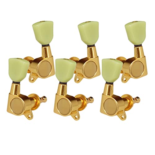 ALFAAL 3x Übrig + 3x Rechte Gitarren-Tuning-Tasten-Tuner Für Elektrische/Akustische Gitarre (Color : Gold)