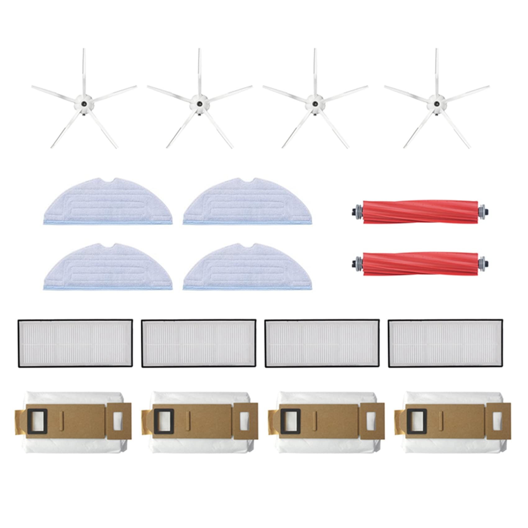 Pcivzxam 18 Stück für S7 T7S T7S Plus Roboter-Staubsauger, Ersatzteile, Hauptbürste, Wischmopp, Flickenfilter, Seitenbürste, Staubbeutel