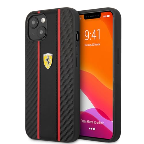 CG MOBILE Ferrari Hartschale für iPhone 13 Mini – Smooth Tire Stripe – Schwarz