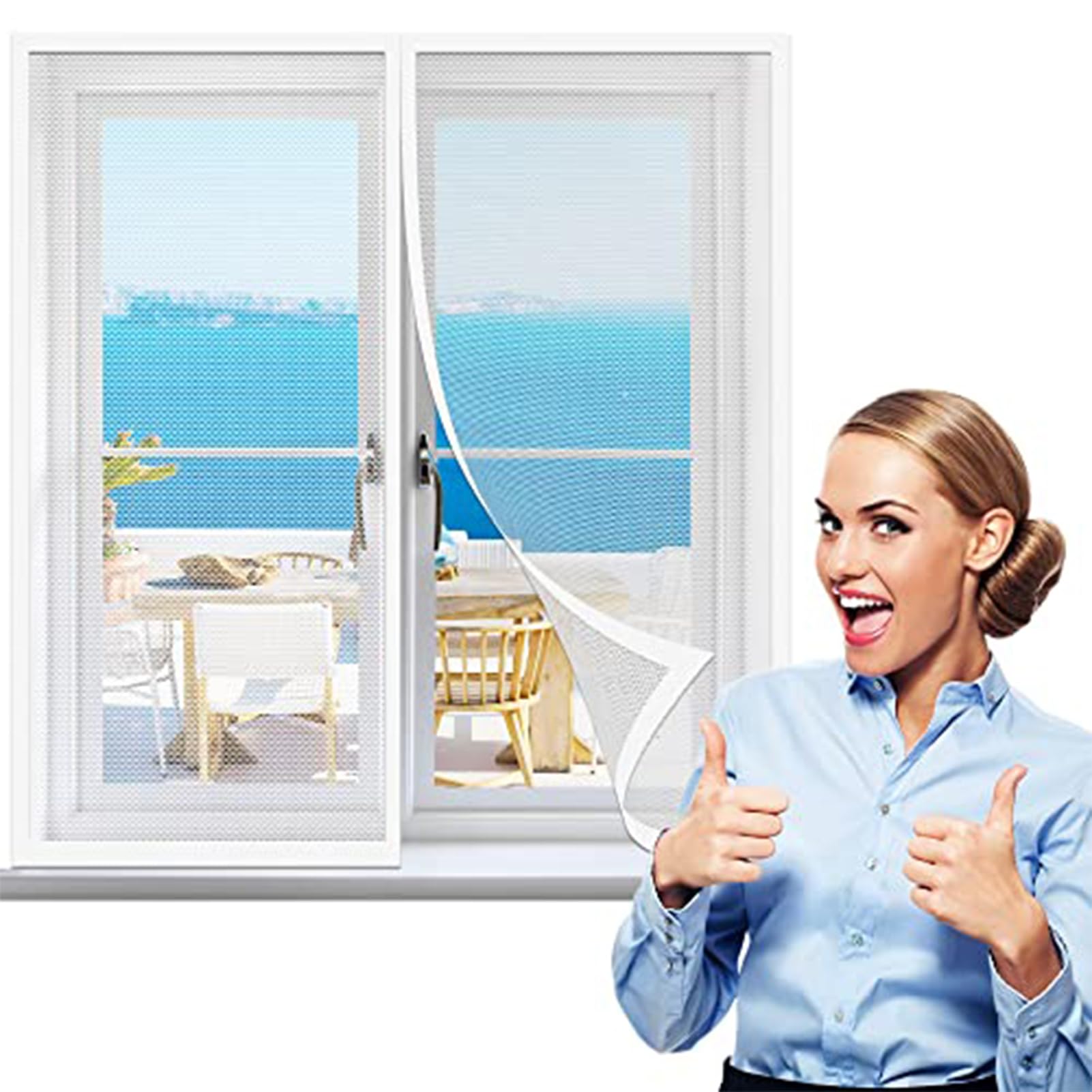 Katzennetz Fenster für Balkon Ohne Bohren Edelstahl, Katzensichere Fliegengitter mit Klettband Selbstklebend, for Windows/Living Room Windows (90 * 120cm,White)