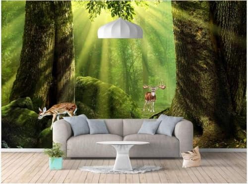 Sonniger Wald Elch 3D Tapete Poster Restaurant Schlafzimmer Wohnzimmer Sofa TV Dekorative Wand-430cm×300cm