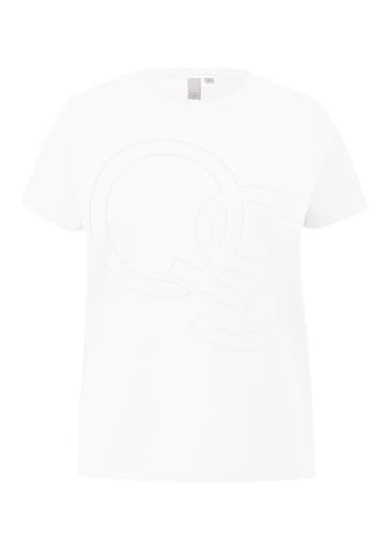 QS Damen 2147420 T-Shirt mit Logoprint, White 01D0, XL