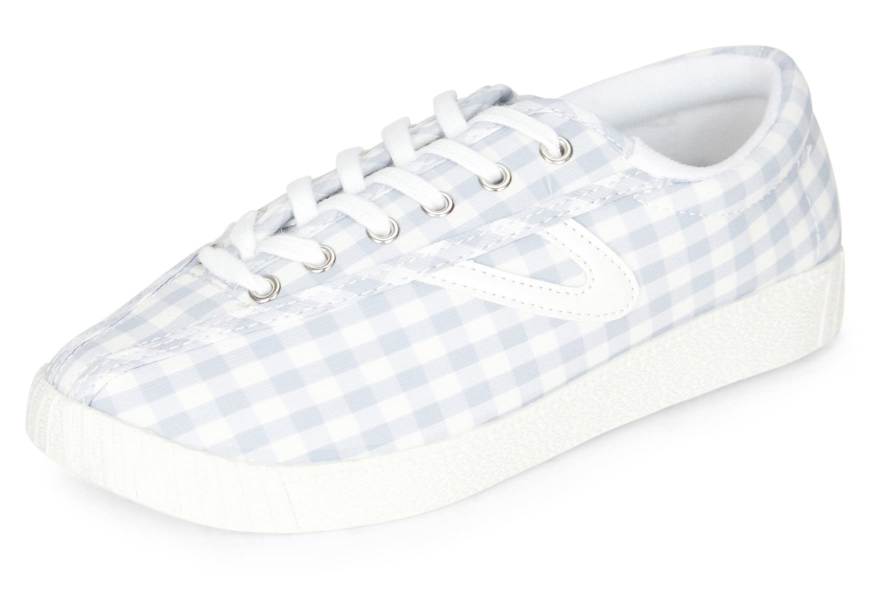 TRETORN Nyliteplus Canvas Sneakers Damen Schnürschuhe Casual Tennis Schuhe Klassischer Vintage Stil, Graues Gingham, 39 EU