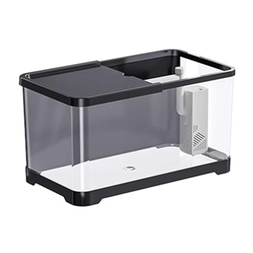 Aquarium Aquarium Desktop Transparent Acryl Aquarium Mit Deckel Und Basis Kleine Wohnzimmer Haushalt Fischzucht Tank Aquarium-Kit(Schwarz,Mittel)