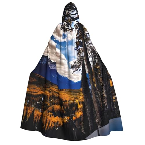 WURTON Rocky Mountain Range Print Unisex Kapuzenumhang Kostüm Damen Herren Vampir Halloween Cosplay Karneval Mottoparty