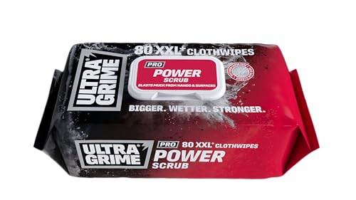 UltraGrime Pro Power Scrub Reinigungstücher, große Größe, professionelle Einwegtücher, robuster, robuster, strukturierter Schrubben (80 dicke, große Tücher)