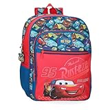 Disney Joumma Cars RD Trip Schulrucksack, anpassbar an Trolley, Rot, 30 x 38 x 12 cm, Polyester, 13,68 l, rot, Schulrucksack, anpassbar an Trolley