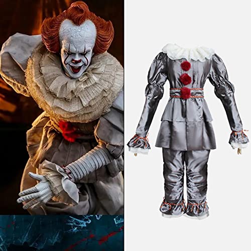 PW TOOLS Halloween Scary Clown Damen Herren Kostüm Set, für Halloween Scary Clown Minion Kostüme Pennywise Suits Dress Up Party, Rollenspiel und Karneval Cosplay, S-3XL Erwachsene Plus Size