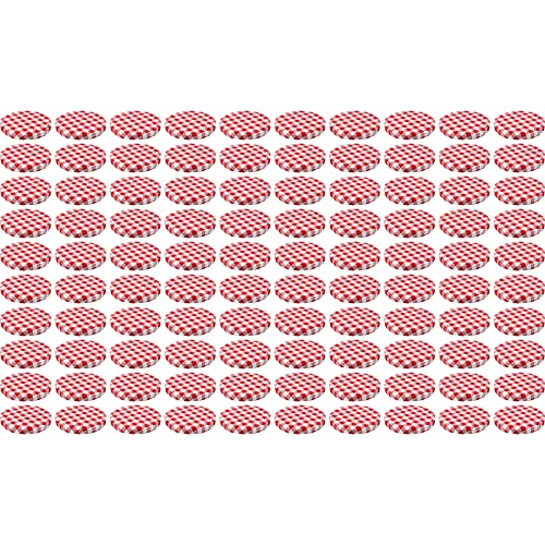WELLGRO® Einmachdeckel To 82 - rot kariert, Metall, Ersatzdeckel für Einmachglas - verschiedene Mengen wählbar, Stückzahl:100 Stück