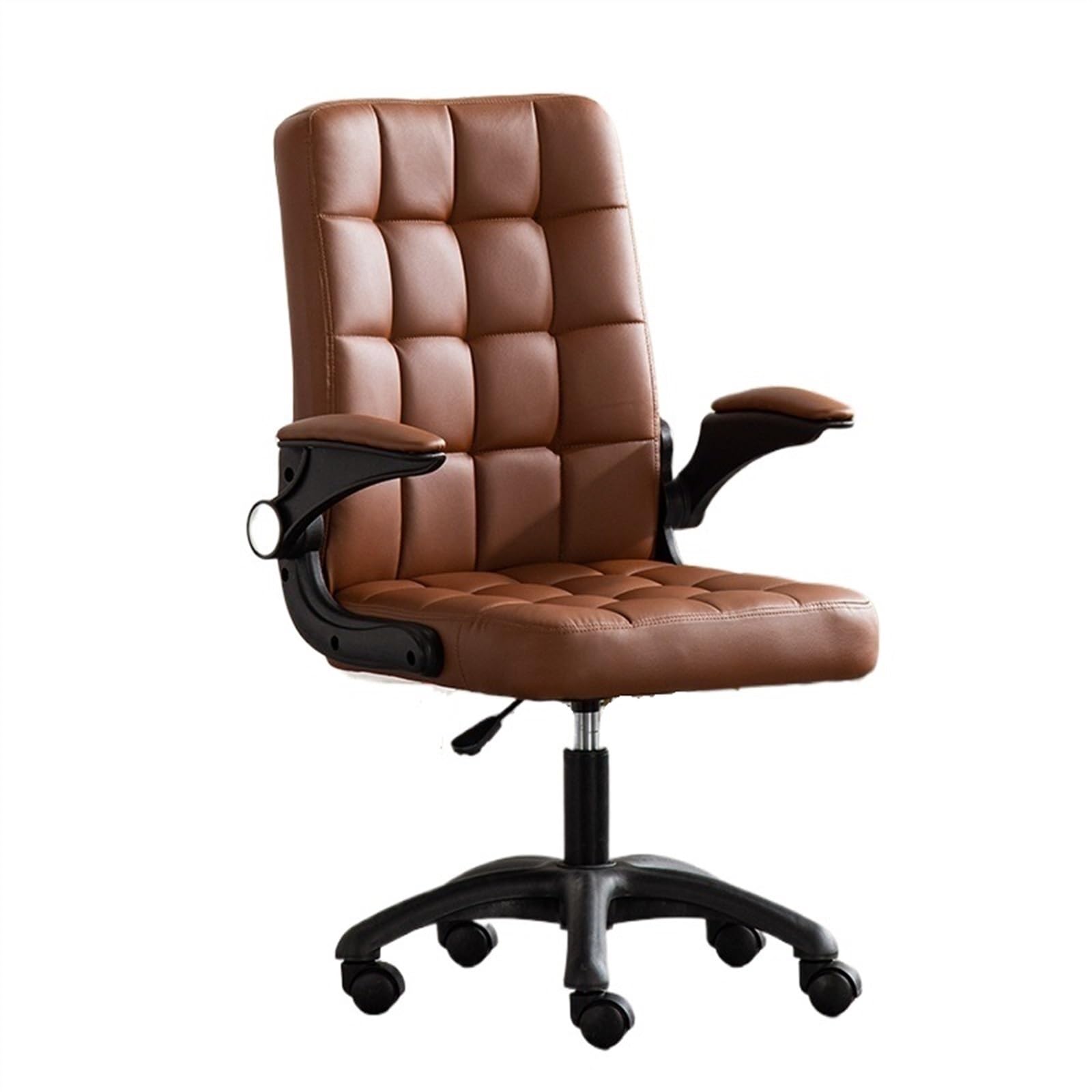 Zhaoj24-05 Bürostuhl Ergonomischer Bürostuhl Home-Office-Schreibtischstühle mit hochklappbarer Armlehne, Rollschreibtischstuhl aus Kunstfell Schreibtischstuhl(Bruin)