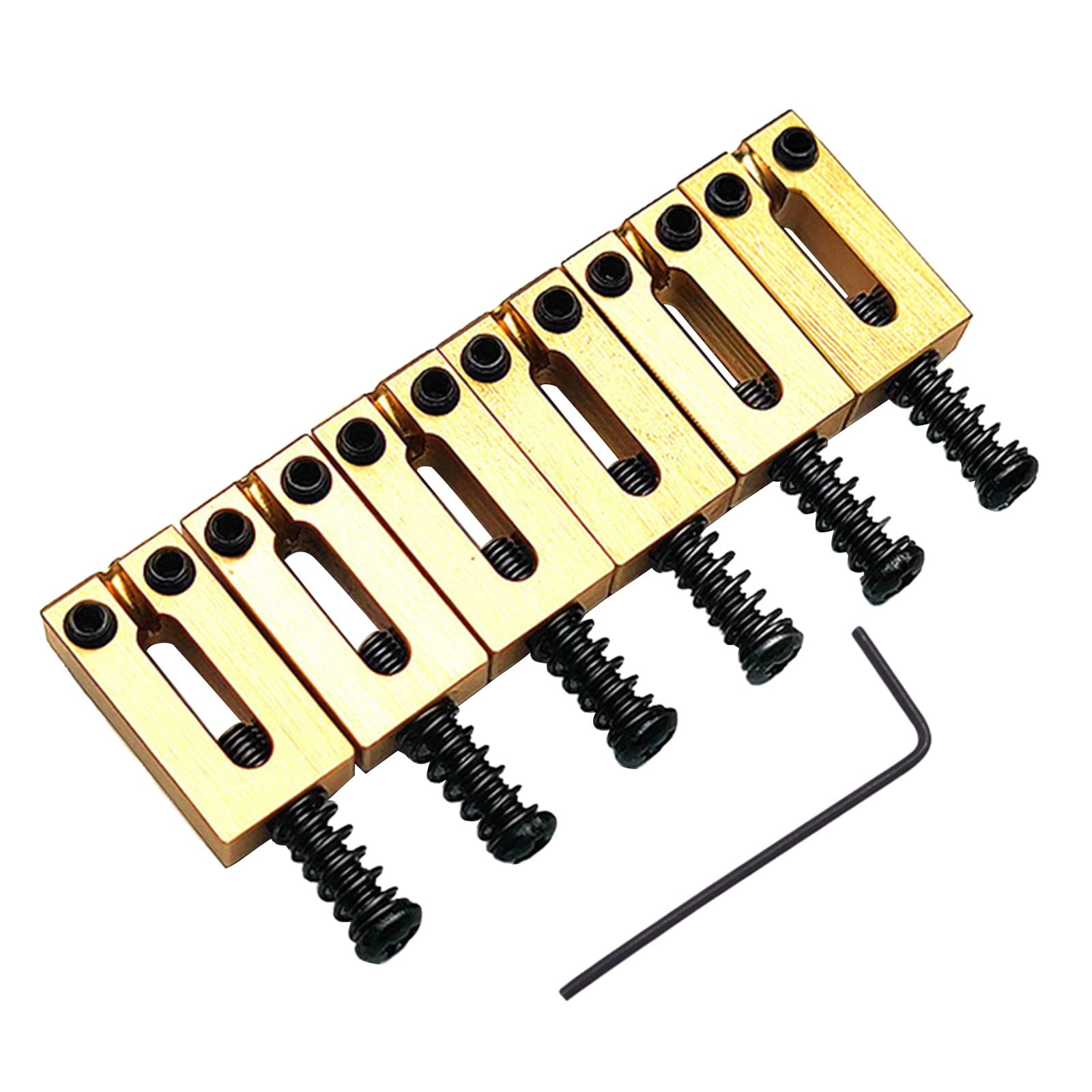 E-Gitarren-Stegsattel, Tremolo-Brückensattel, 10,5 mm, Messing, flache Oberseite, Gitarrensattel, Ersatz mit Schraubenschlüssel