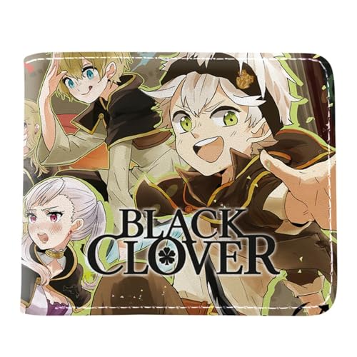 RYNDEX Black Clov-er Kartenetui Anime, Jugend Karikatur Portemonnaie Klein, PU Leather Geldbörse Brieftasche Wallet(Color:Multicolor 3)