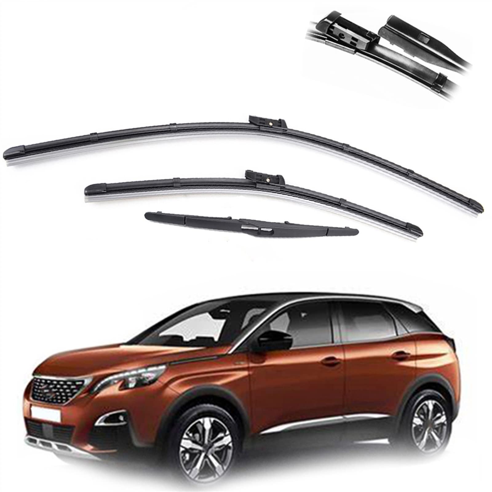 Scheibenwischer Teile 3 Stücke Auto Frontscheibe Scheibenwischerblätter Set Für Peugeot 3008 MK2 2017 2018 2019 2020 2021 Scheibenwischer 28"+ 16" + 12"