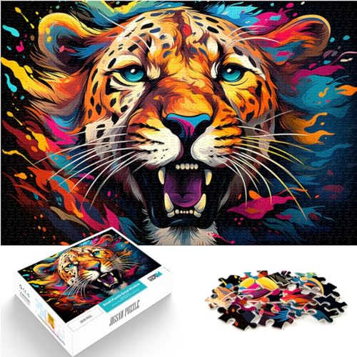 Spielzeug-Puzzle, farbenfroher Fantasie-Leopard und das Puzzle 1000 Teile für Erwachsene, Holzpuzzle für anspruchsvolles Puzzlespiel und Familienspiel, 1000 Teile (50 x 75 cm)