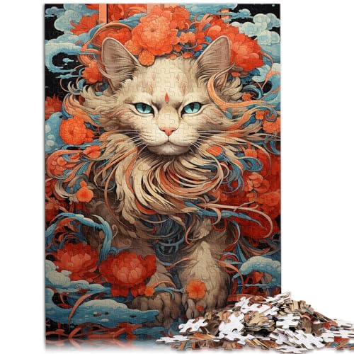 Puzzlespiel Art Cat and The Jigsaw 1000 Teile für Erwachsene Holzpuzzle Familienspiel zum Stressabbau Schwieriges Herausforderungspuzzle 1000 Teile (50 x 75 cm)