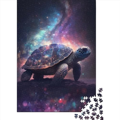 Schildkröte im Weltraum, Holzpuzzle für Erwachsene, 500-teiliges Puzzle für Erwachsene Teenager, zum Stressabbau, zum Zeitvertreib zu Hause (Größe 52,0 x 37,1 cm)