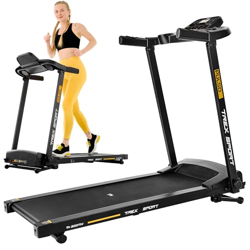 TREX SPORT Elektrisches Laufband für zuhause TX-500TM PULSO | Laufband klappbar bis 12 km/h, LCD-Display, 2 PS | Treadmill mit 12 voreingestellten Programmen