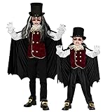 W WIDMANN MILANO Party Fashion - Kinderkostüm Vampir, Hemd mit Weste und Jabot, Umhang mit Kragen, Kostümset für Jungen, Fledermaus, Kostüm, Verkleidung, Mottoparty, Karneval, Halloween