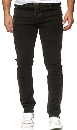 Reslad Jeans-Herren Slim Fit Basic Style Stretch-Denim Männer Jeans-Hose RS-2063 (W34 / L32, Schwarz (2092))