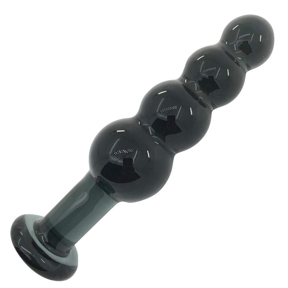 Buttplug Schwarze große Pyrex-Glas-Analperlen, große Kugeln, Kristalldildo, Buttplug, Spiele für Erwachsene, G-Punkt-Sexspielzeug bei Männern, Schwulen