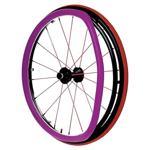 1 Paar Rollstuhl-Schubfelgenabdeckungen, Hinterrad-Sportrollstuhlabdeckung, Silikon-Handschubabdeckung, rutschfest, verschleißfest, stilvoll (Color : Purple, Size : 24inch)