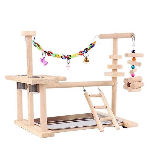 Lovebirds Papageienkäfig Sitzstange Ständer Brücke Schaukel Set Klettern Holzbrücke Trainingsspielzeug für Haustier Vogel Vogelkäfig Spielzeug-Set