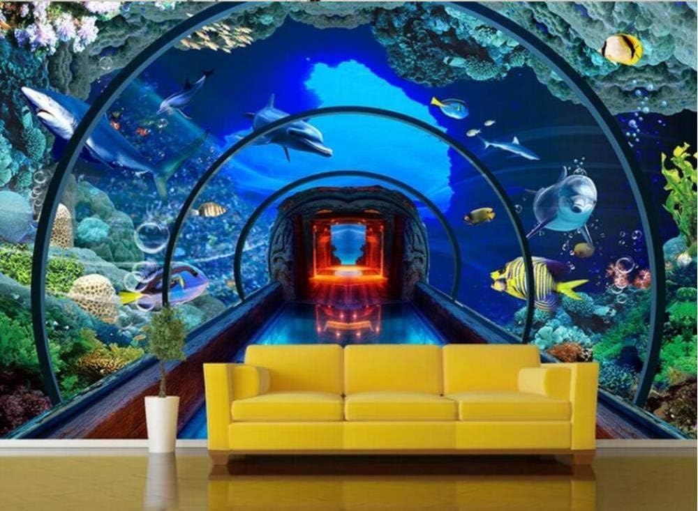 Unterwasserwelt Aquarium 3D Tapete Poster Restaurant Schlafzimmer Wohnzimmer Sofa TV Dekorative Wand-150cm×105cm