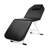 Fyssnn Dreifach klappbares Kosmetikbett Kosmetikliege Massageliege 182X60X60CM Klappbares Schönheitsbett Kann in Fußbädern Gesundheitssalons Schönheitssalons usw verwendet werden (Schwarz)