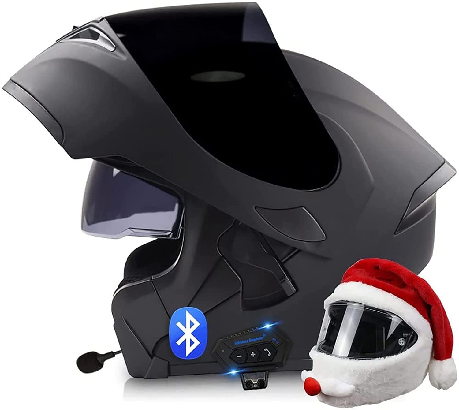 Integrierter Bluetooth-Helm Klapphelme Modularer Helm Integralhelm Motorradhelm,ECE/DOT-zertifizierter Moped-Motorcross-Elektrorollerhelm Mit Doppelvisier,für Damen Herren