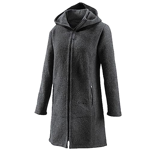 Mufflon Damen-Wollmantel Mu-Jana W100 mit Kapuze anthra dunkelgrau - XL