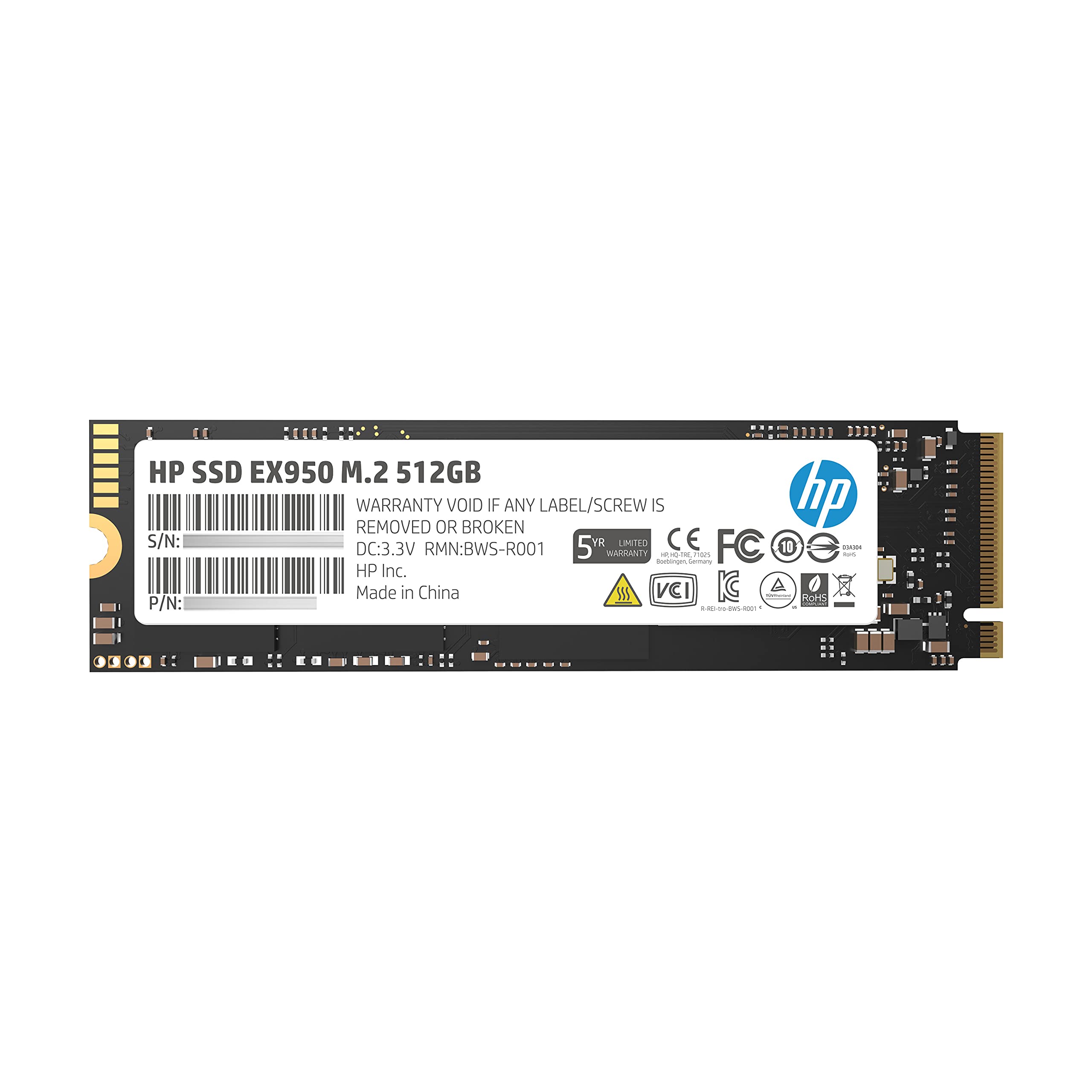 HP EX950 M.2 512GB PCIe 3.1 x4 NVMe 3D TLC NAND interne Solid State Drive (SSD) 5MS22AA#ABC