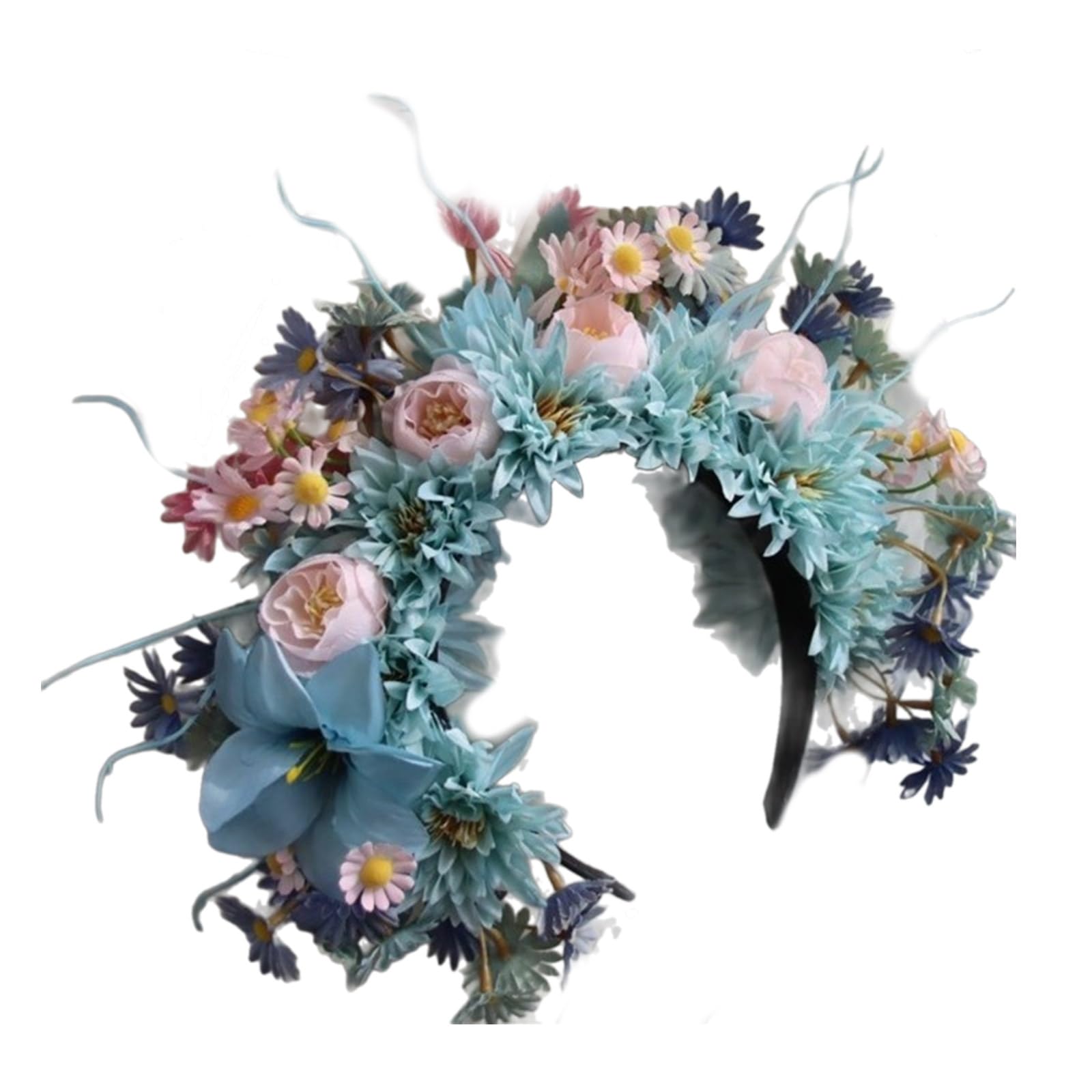 Böhmisches Blumen-Stirnband, Braut-Haarschmuck, Blumen-Haarband für Damen, Haarbänder, Frühlings-Hochzeitsgirlanden, Kränze, Blumenkränze, Mädchen-Blumenkränze