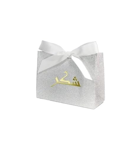 Dankeschön Geschenktüten 20/50/100 Stück Geschenkbox, elegante Dankeschön-Verpackung Geschenktüten Keks-/Plätzchenschachtel Festival-Party-Hochzeitsbox Feierdekoration(Silvery-White,20PCS_11.5X4.5X10C