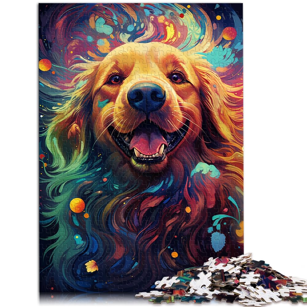 Puzzles für futuristische, farbenfrohe und psychedelische Golden Retriever. Lustige Puzzles für Erwachsene, 1000-teiliges Holzpuzzle und Geschenkidee, 1000 Teile (50 x 75 cm)